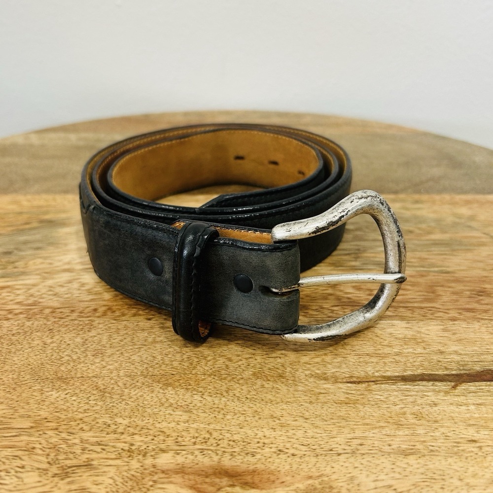 Vintage Justin Black 172BK Top Grain Cowhide Leather Belt Western Cowboy Size 44